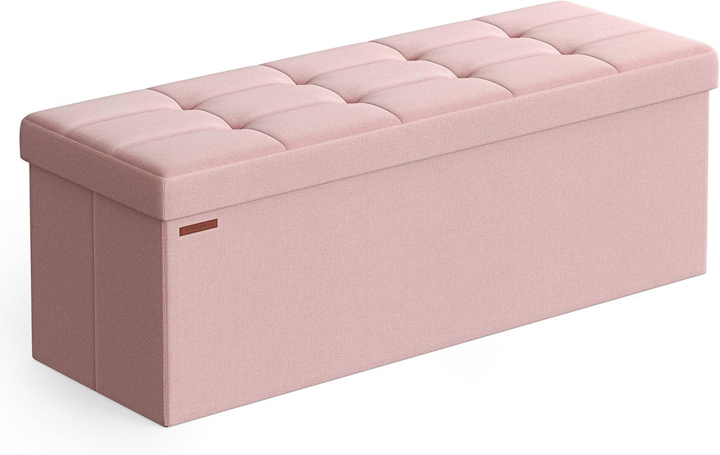 SONGMICS 43.3 Inches Folding Storage Ottoman Bench, Load 660 lb