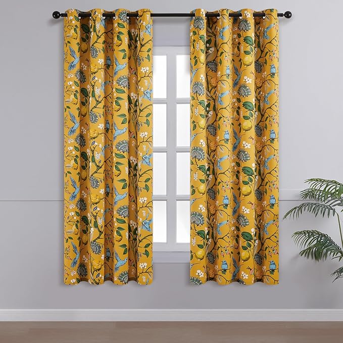 Topfinel Mustard Yellow Curtains, Aesthetic Unique Rustic Thermal Insulated - Image 2