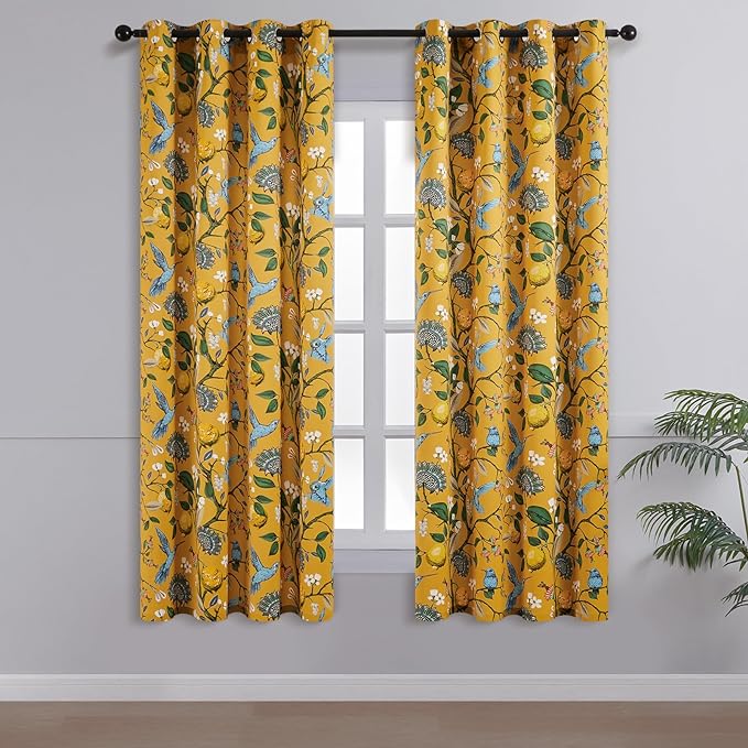 Topfinel 60 Inches Long Custom Mustard Yellow Luxury Curtains - Image 2