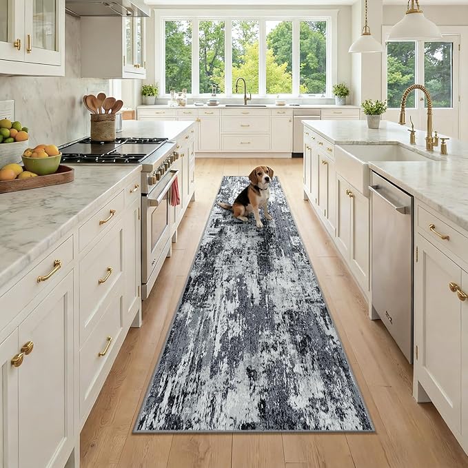 Washable Area Rugs 2x9 Non-Slip Modern Abstract Soft by RELEANY