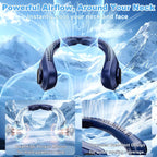 Portable Neck Fan Rechargeable - [with LED Display] 5 Speeds, 5000 mAh Battery Operated Wearable Personal Cooling Bladeless Fan for Outdoor Travel, Gifts for Men Women Kids,Dark Blue