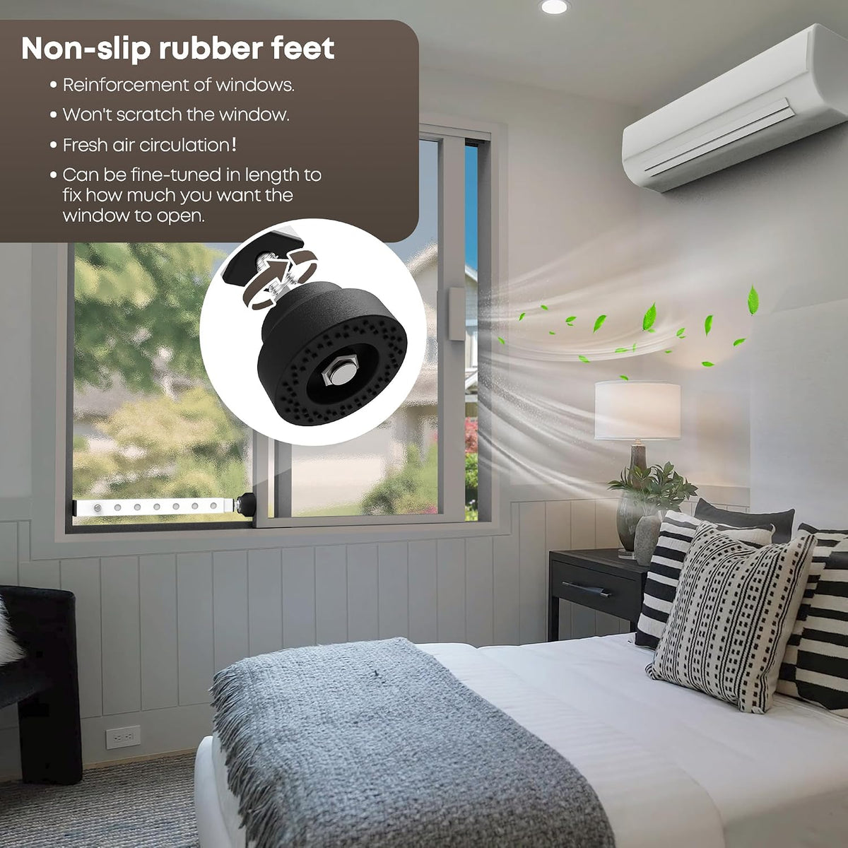 WooFog（Short）Window Security Bar Adjustable, Window Bars Security Inside, Window Lock Bar for Horizontal Sliding Windows, Window Locks for Up and Down Windows, Extends Form 11" to 18" (White-4 Pcs)