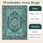 SERISSA Boho Area Rug 5x7 Teal, Washable Large Rugs - Image 6