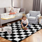 Ophanie Checkered Black & White Rug - Image 2
