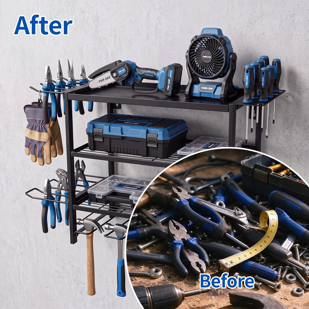 KAIHAOWIN Power Tool Organizer for Tool Storage Drill Holder Wall Mount with Screwdriver Organizer for Garage Organization, Workshop