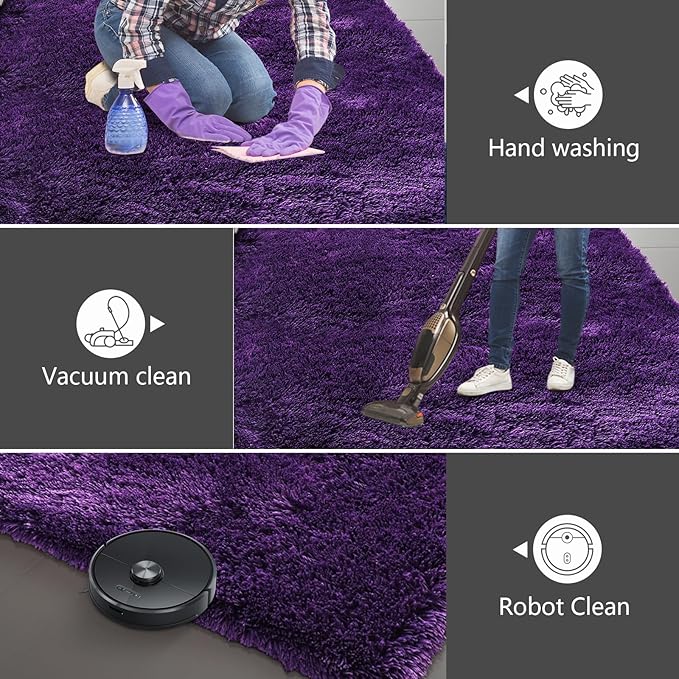 Shag Area Rugs for Bedroom Living Room, 5X8 Ultra Soft Purple Fluffy Area Rugs - Image 7