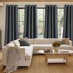 NICETOWN Short Faux Linen Charcoal Gray Blackout Curtains 63 inches Long - Image 4