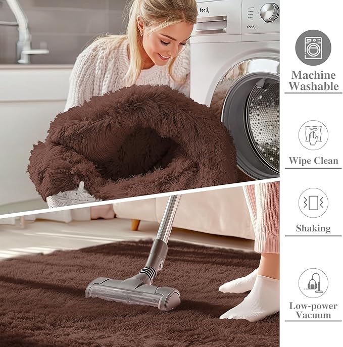 OLANLY 2x3 Machine Washable Small Bedside Rug, Soft Fluffy Shaggy Entryway - Image 2
