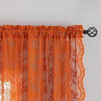 YJ YANJUN Vintage Lace Curtains 45 Inch Length- Burtnt Orange Fall Kitchen - Image 2