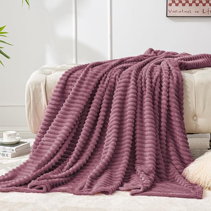 BEDELITE Fleece Throw Blanket for Couch – 3D Ribbed Jacquard Soft and Warm - Image 7