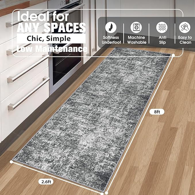 Runner Rug for Hallways Kitchen 2'6"x8' Washable Non Slip: Carpet Non Skid 8ft - Image 2