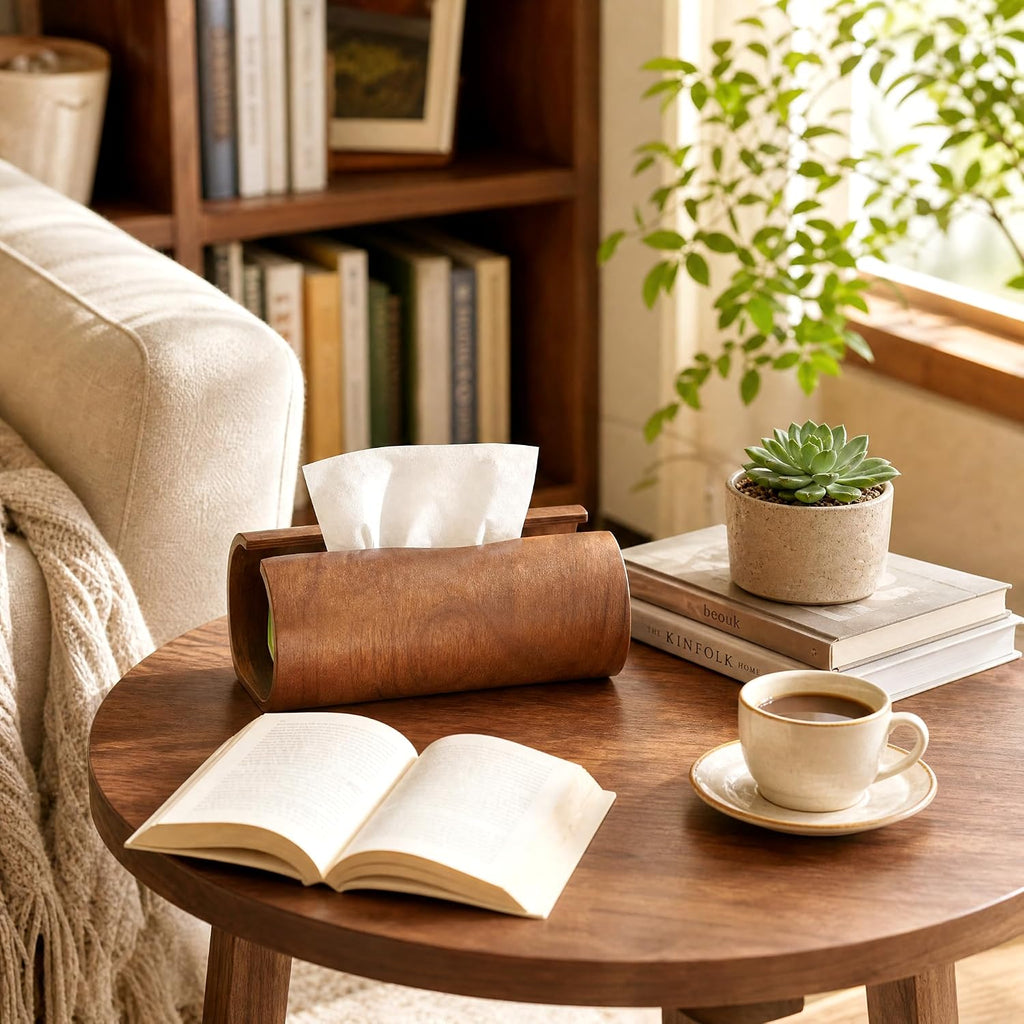 Acacia Wood Tissue Box Holder, Tissue Holder for Farmhouse Decor