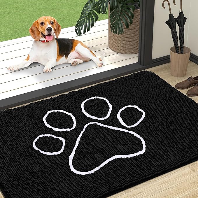 OLANLY Dog Door Mat for Muddy Paws 47x32, Paw Print Design, Absorbs Moisture by OLANLY