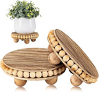 HouseJoy 2pcs Wood Risers for Display, Round Stand for Distressed Decor