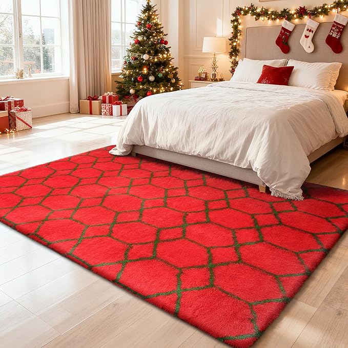 Shag Area Rug for Bedroom 4x6, Fluffy Area Rugs for Living Room, Geometric Soft - Image 2
