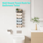 HapiRm Towel Racks for Bathroom Storage - 6 Tier Over The Door & Wall Mount Rolled Towel Storage Organizer Holder with Metal Shelf Basket for Small Bathroom, Camper, Rv - Black, Patented