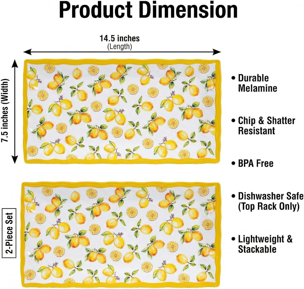 Melamine Serving Platters 14.5 in Serving Trays for Party Lemon