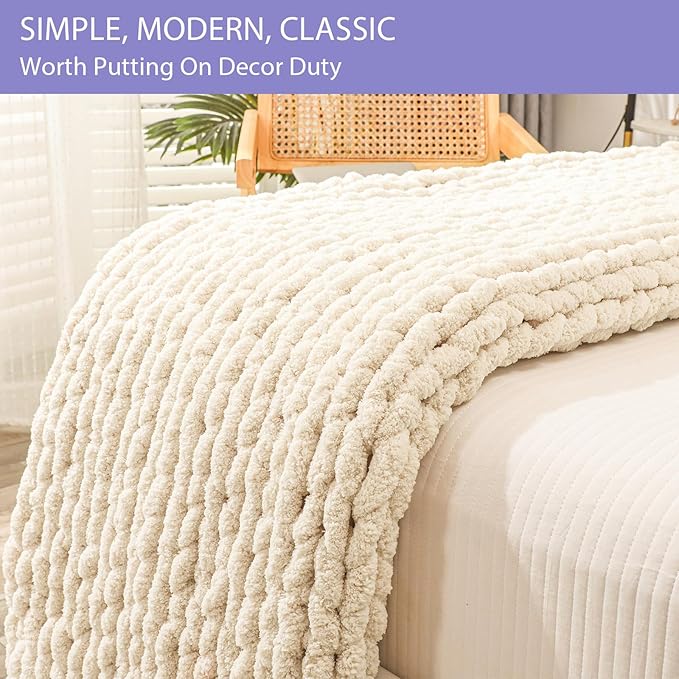 Bigacogo Chunky Knit Throw Blanket - Image 5