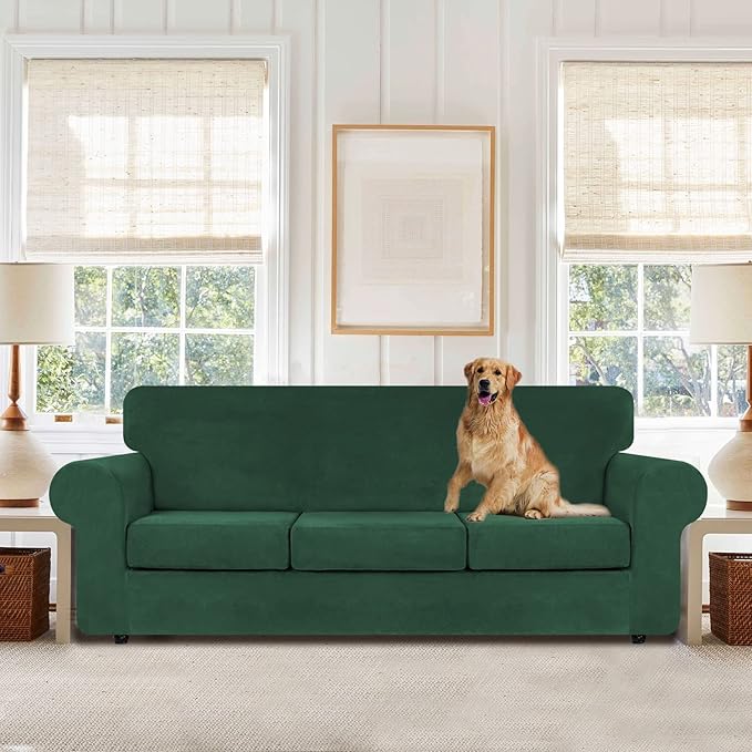 WEERRW 4 Pieces Velvet High Stretch Couch Covers - Image 2