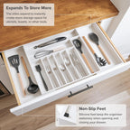 Silverware & Utensil Drawer Organizer, 18-33 in, White Bamboo