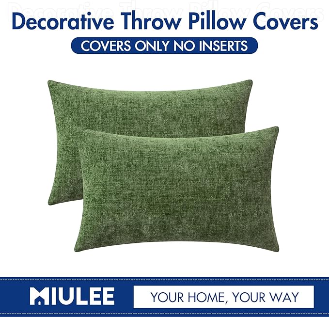MIULEE Pack of 2 Couch Throw Pillow Covers 12x20Inch Soft Moss Green Spring - Image 6
