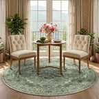 RELEANY Area Rugs 5ft Washable Non-Slip, Floral Vintage Distress Print Pattern - Image 2