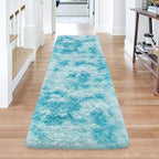 Tie-Dyed Sky Blue 2x6 Machine Washable Runner Rugs - Image 3