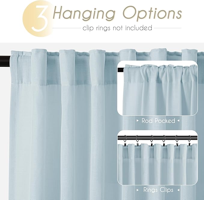 Sky Blue Curtains 96 inch Length - Image 2