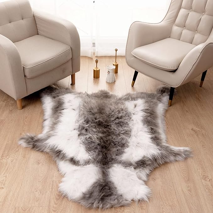 Carvapet Soft Fur Rugs Fake Reindeer Hide Area Rug Fluffy Faux Fur Carpet - Image 3