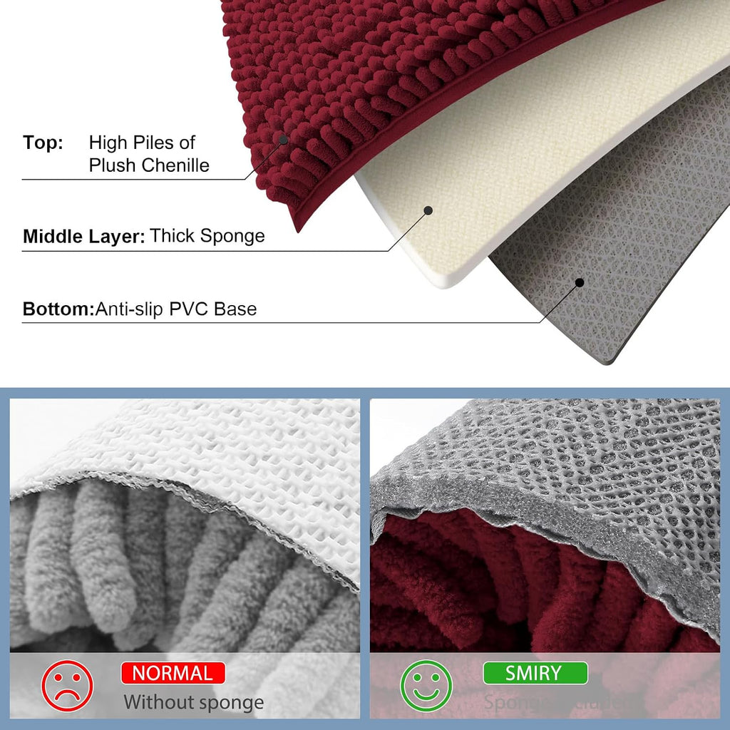 Smiry Bathroom Rugs 30X20, Luxury Chenille Extra Soft Absorbent Bath Mat