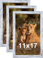 8x10 Picture Frame set of 3,Woode Frame Rustic White Wall Hanging or Tabletop, 8 by 10 Wall Gallery Poster Photo Frame with Shatter Resistant Plexiglass,best gift