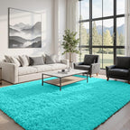 8x10 Area Rugs for Living Room Rug: Soft Fluffy Shag Teal Blue Rugs for Bedroom - Image 3