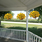Artificial Sunflowers Fake Hanging Flowers Baskets for Outdoor Decoration