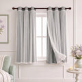 INLINAS Blackout Curtains with Sheer Overlay, Light Grey, 37x72 Inches