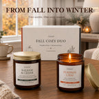 Fall Scented Candles Gift Set, 2 Pack 9oz, Pumpkin Chai & Balsam Cedar