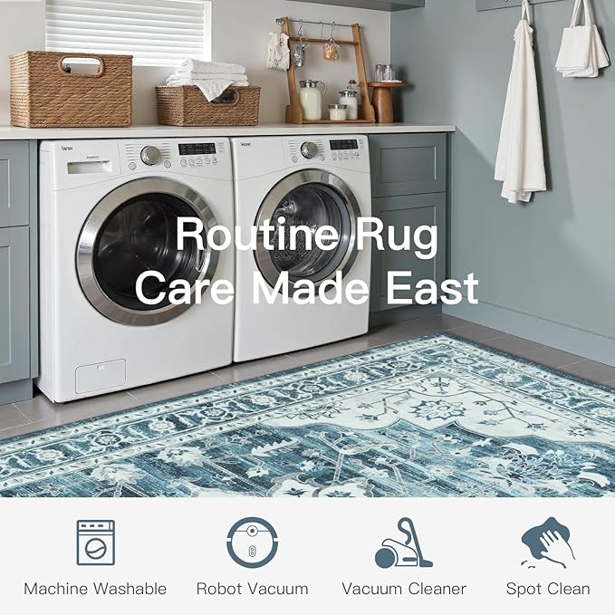 Lofus 8x10 Washable Area Rug, Vintage Floral Rugs - Image 5
