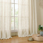 LAMIT 102 inches Long Sheer Linen Curtains, Linen Textured Light Filtering Semi - Image 9