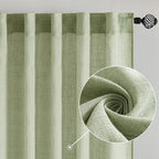 MIULEE Sage Green Linen Curtains 102 Inch Length 2 Panels - Image 2