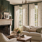 Vangao Taupe Floral Linen Curtains for Living Room 84L 2 Panels for Bedroom