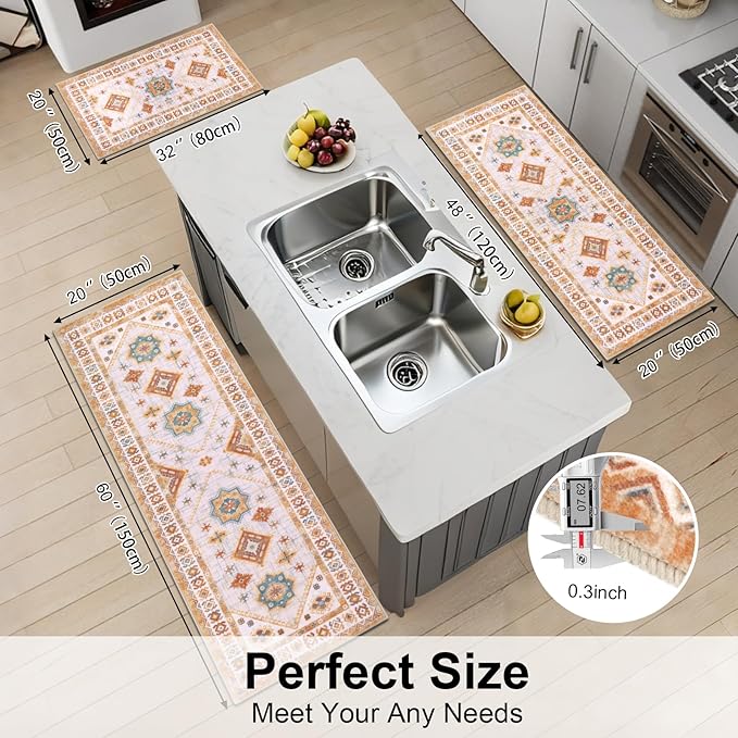 HEBE Boho Kitchen Rug Sets 3 Piece - Image 2