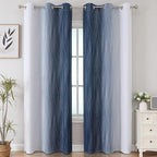 Estelar Textiler Navy Blue and Greyish White Blackout Curtains 84 Inches Long - Image 2
