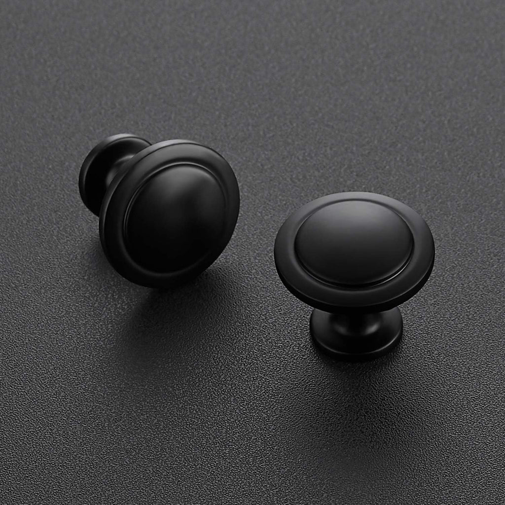 Ravinte Matte Black Round Cabinet Knobs,Zinc Pulls,1-1/4 Inch,30 Pack