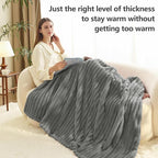 HIMEET Grey Ribbed Queen Size Blanket - Image 3