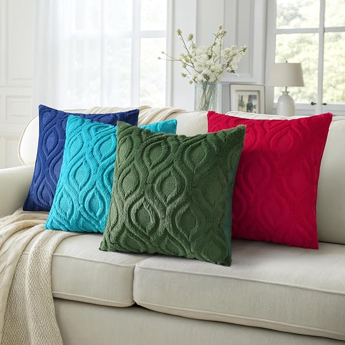 decorUhome Summer Throw Pillow Covers 24x24 Inch Set of 2, Soft Plush Faux Wool - Image 5