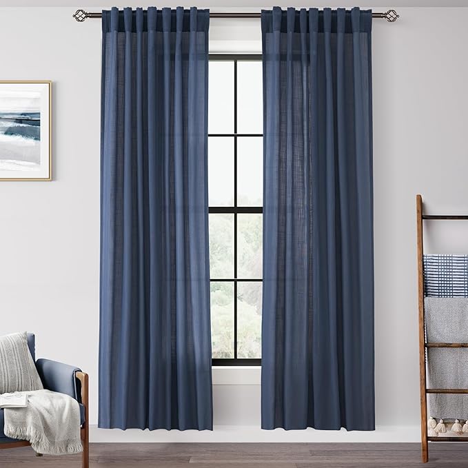 Navy Blue Curtains 80 inch Length by Jolilight