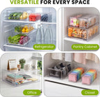 6Pack Fridge Organizers and Storage with Drain Trays,BPA-Free PET,Stackable