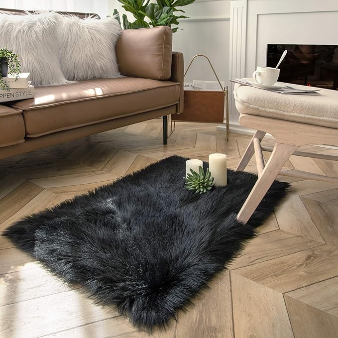 Ashler Faux Fur Rug, Fluffy Shaggy Area Rug Ultra Soft 2 x 2.9 Feet Rectangle - Image 3