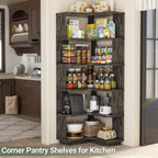 Armocity Corner Book Shelf, 6-Shelf L Shaped Corner Bookshelf with Baffle