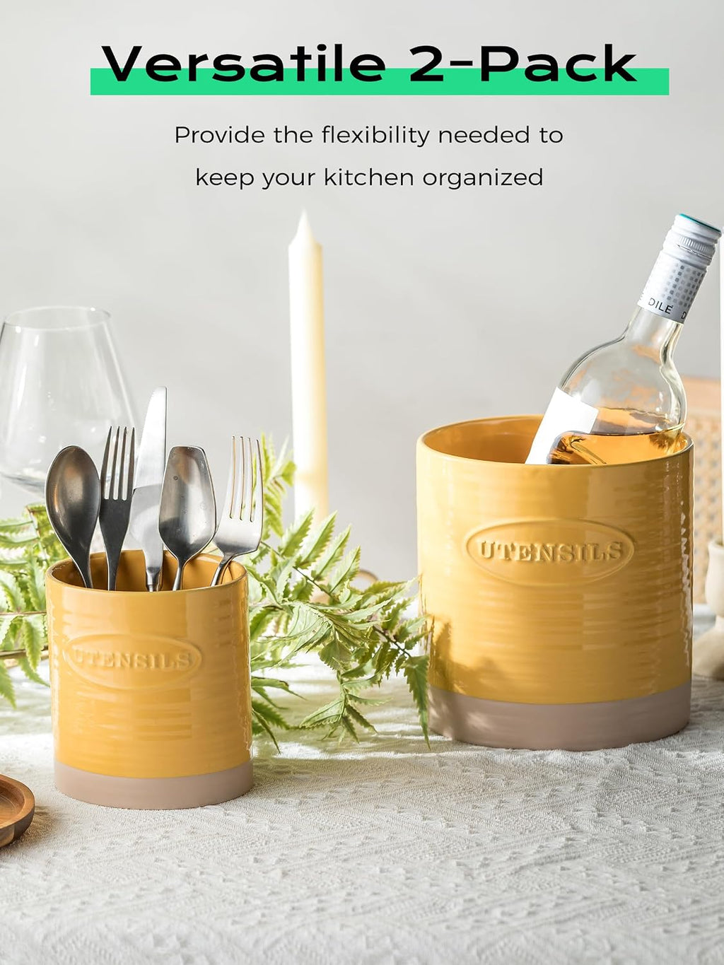 YHOSSEUN Kitchen Utensil Holder Set of 2,Utensil Holder for Kitchen Counter