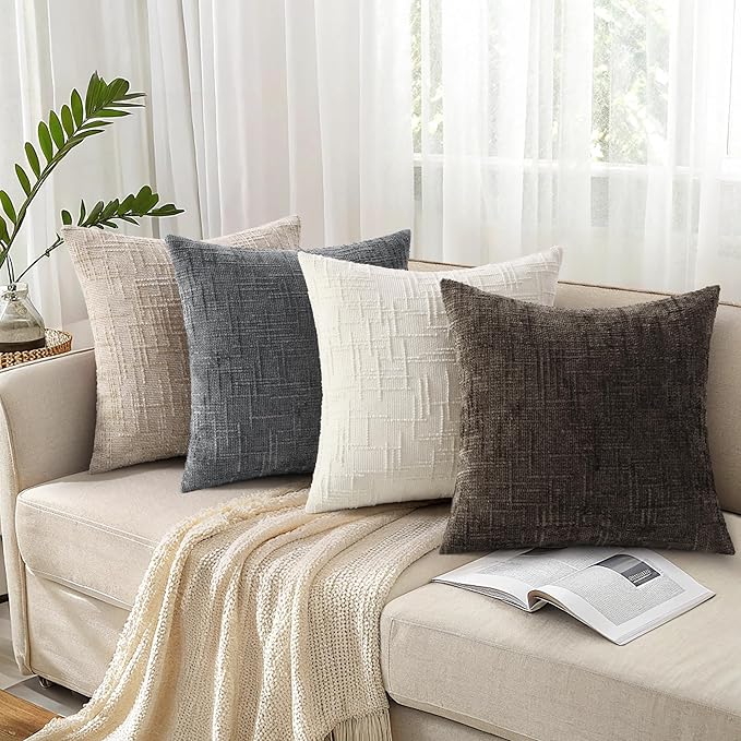 decorUhome Dark Brown Chenille Throw Pillow Covers 18x18 Set of 2 Textured Soft - Image 7